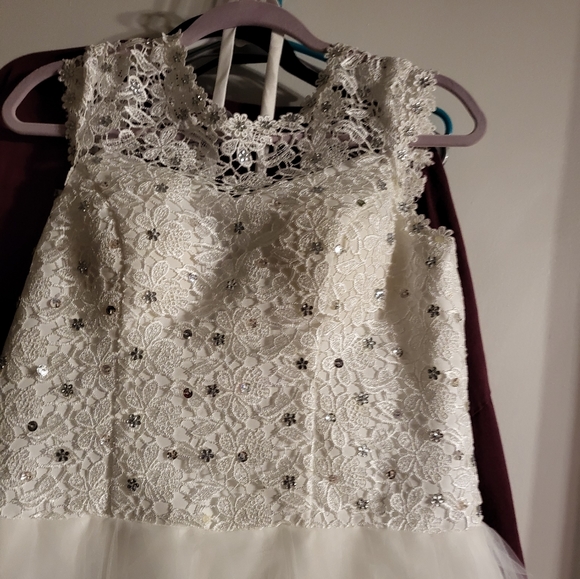 NWOT White Bridal Ball Gown Cap Sleeves Wedding Dress - Picture 3 of 6